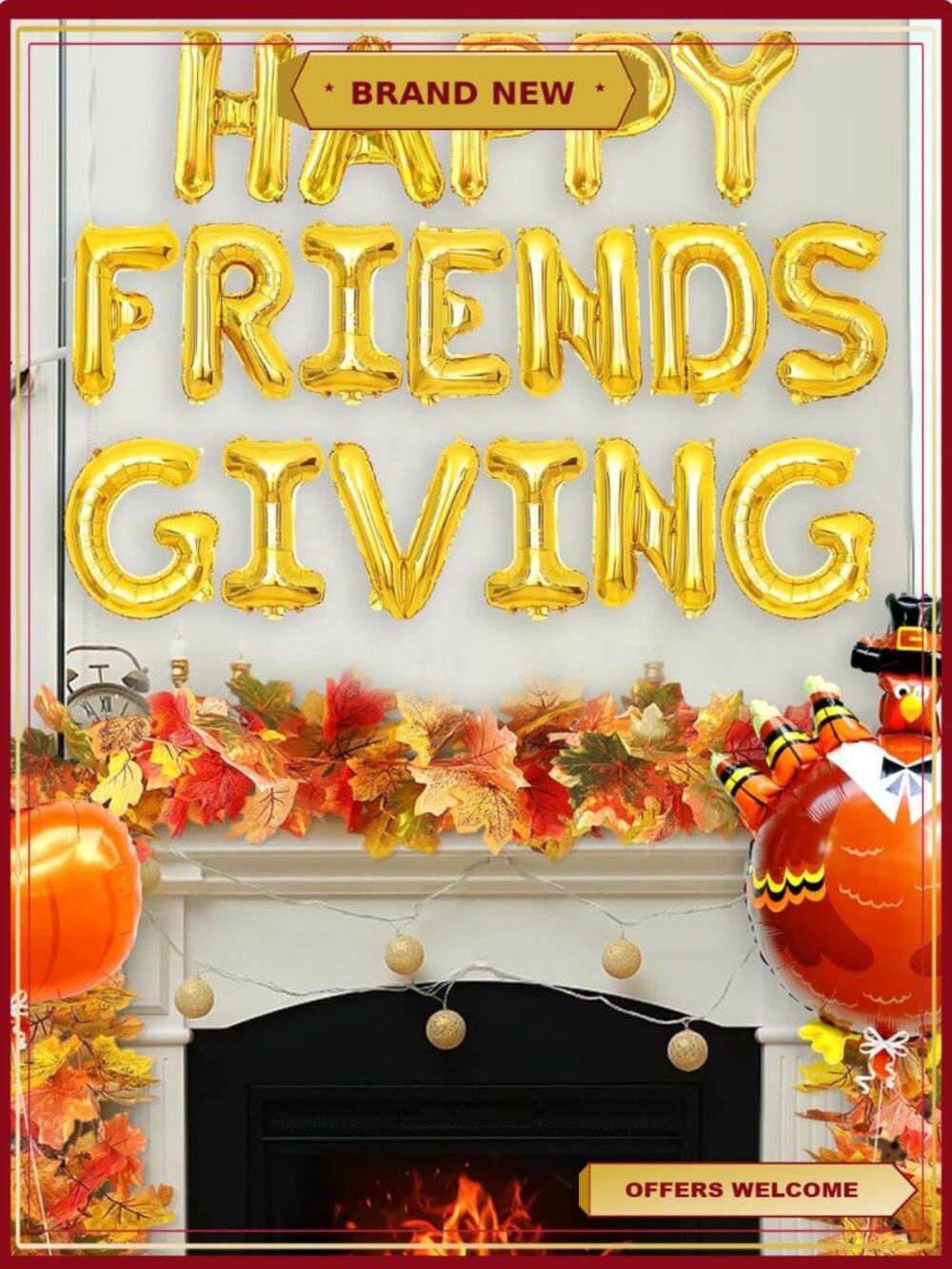 Friendsgiving Balloons Banner Set 16 Inch Turkey Pumpkin Party Decor